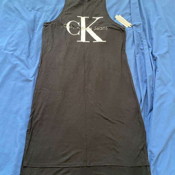 New w/ tags black midi Logo Calvin Klein Dress Sleeveless size M - Picture 4 of 4